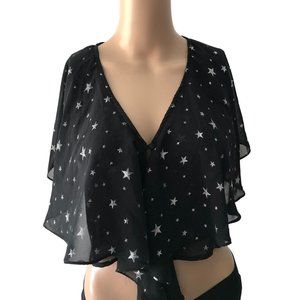 Lulus Sheer Cropped Astrology S Blouse